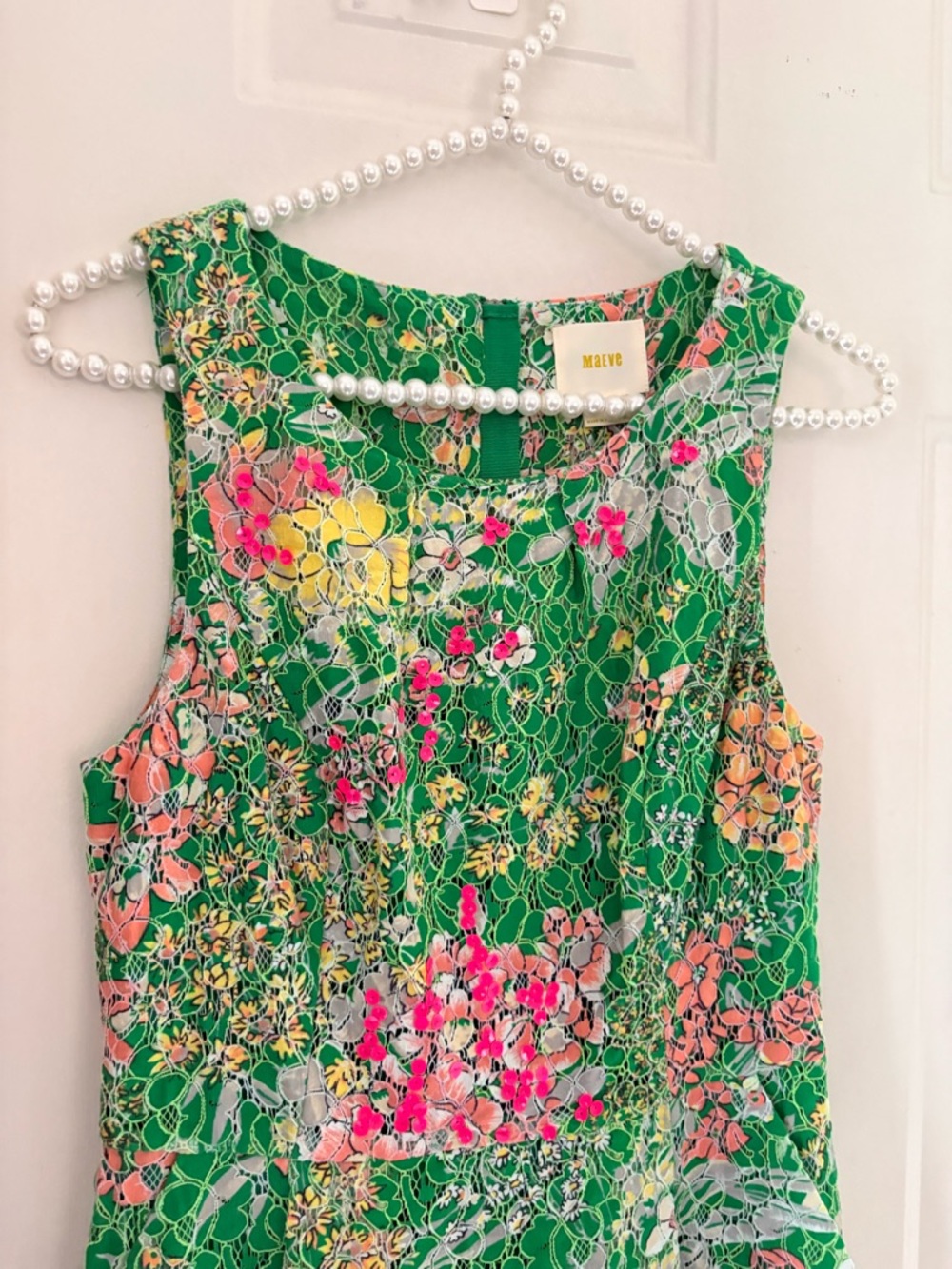 Maeve Green Verbena Lace Textured Sequin Floral Dress Size 2 - Picture 3 of 14